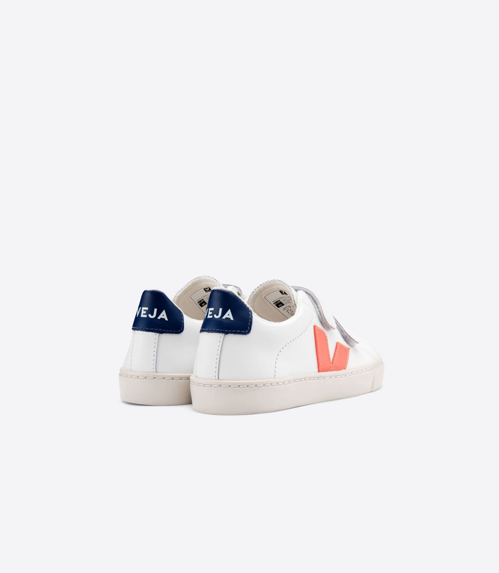 Veja Sneakers Kids - Esplar Velcro Leather - White - 0926LGNHM